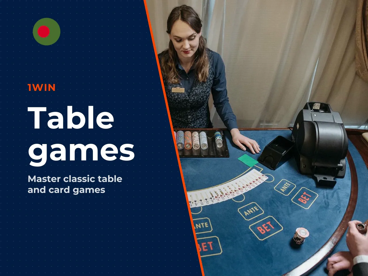Table games and live dealer options. Table games include card games such as blackjack and poker, along with roulette variations (European and American). The platform hosts over 1,000 table game varian