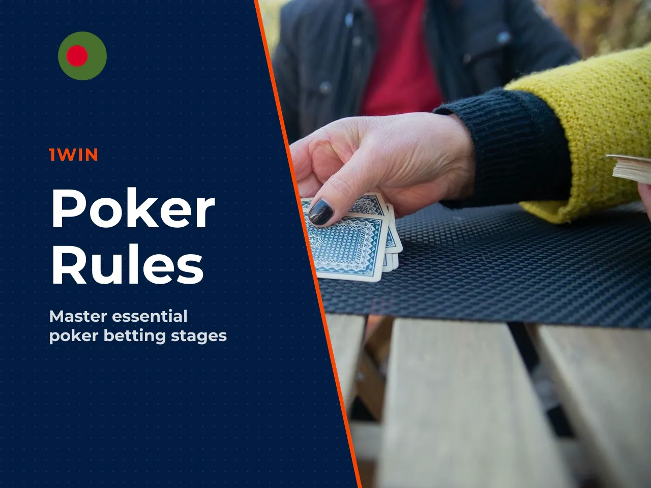 Betting Stages: Preflop, Flop, Turn and River. Here is the sequence: 1. **Blinds posted.** Two players to the left of the dealer button post forced bets — the small blind and big blind. These create t