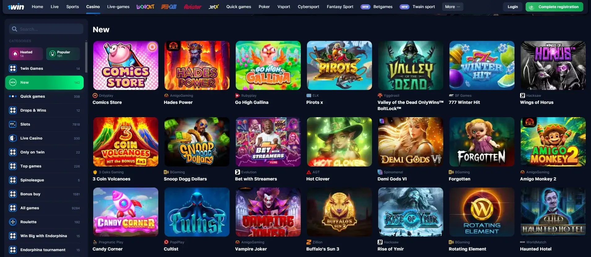 1win casino games